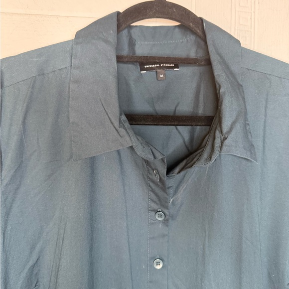 Universal Standard Asymmetric Shirtdress Cotton Blend Teal Medium 18-20 EUC - Picture 3 of 13